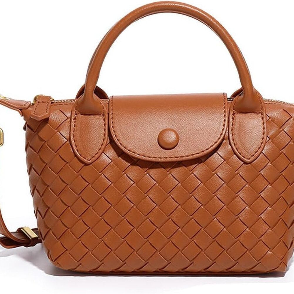 Mini Small Size Braided Luxury Leather Women's top Handle Handbag Fashion Travel